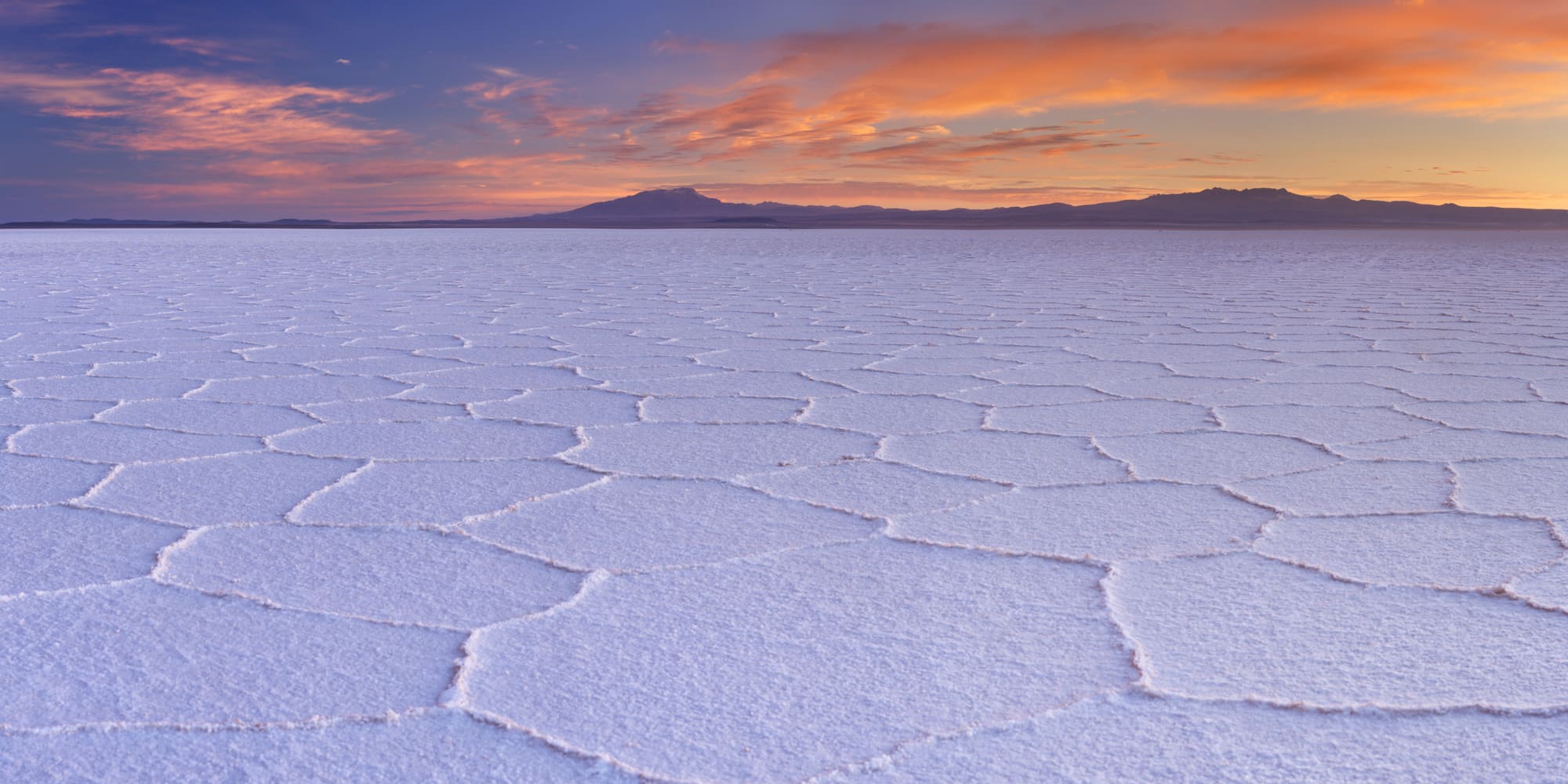 Coucher de soleil au Salar d'Uyuni