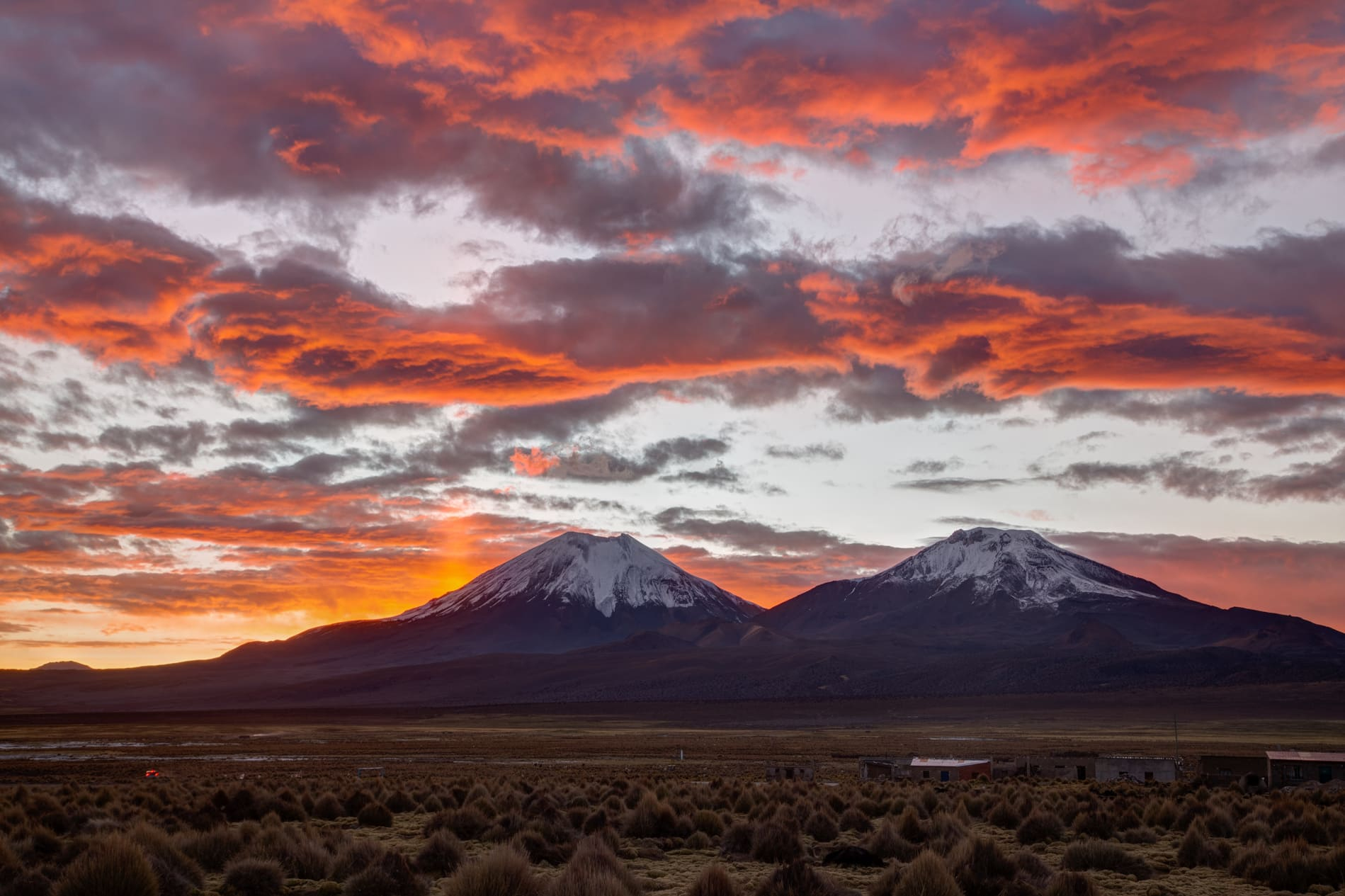 Coucher de soleil sur le Parc National de Sajama